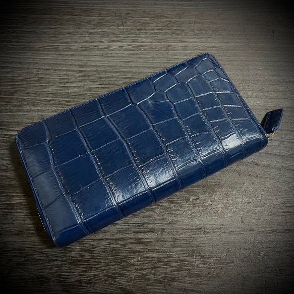 クロコダイル 長財布 札入れ ベージュ 薄茶 茶色 艶あり CR32 小物 