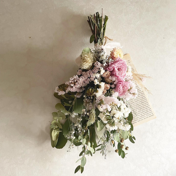 ✧˖*°春待ちラナンキュラス&ニュアンスカラーの花束♢ドライフラワースワッグ　✧˖*°ドライフラワーガーランド  ブーケ 3枚目の画像