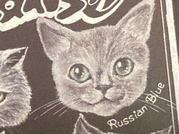 Cat Paradise ポストカード《3枚組》オイルパステル画 モノクロにゃんこ大集合 6枚目の画像