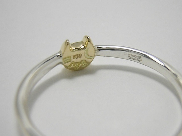 yubineco K18 ( 猫 ネコ ねこ キャット 指環 指輪 K18ゴールド シルバー 925 刻印 名入れ ) 5枚目の画像