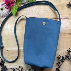 [Walking Pochette] Half Linen Blue Stone 可調節肩帶尺寸可更換/可更換為 Sacoche 第3張的照片