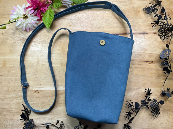 [Walking Pochette] Half Linen Blue Stone 可調節肩帶尺寸可更換/可更換為 Sacoche 第3張的照片