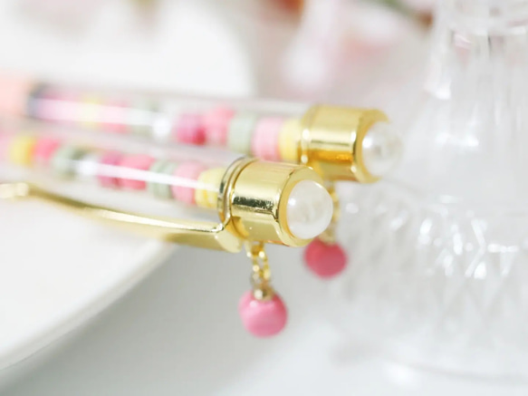 オリジナルレジン♥️マカロンカラーのイモーテルとパールのダイヤ