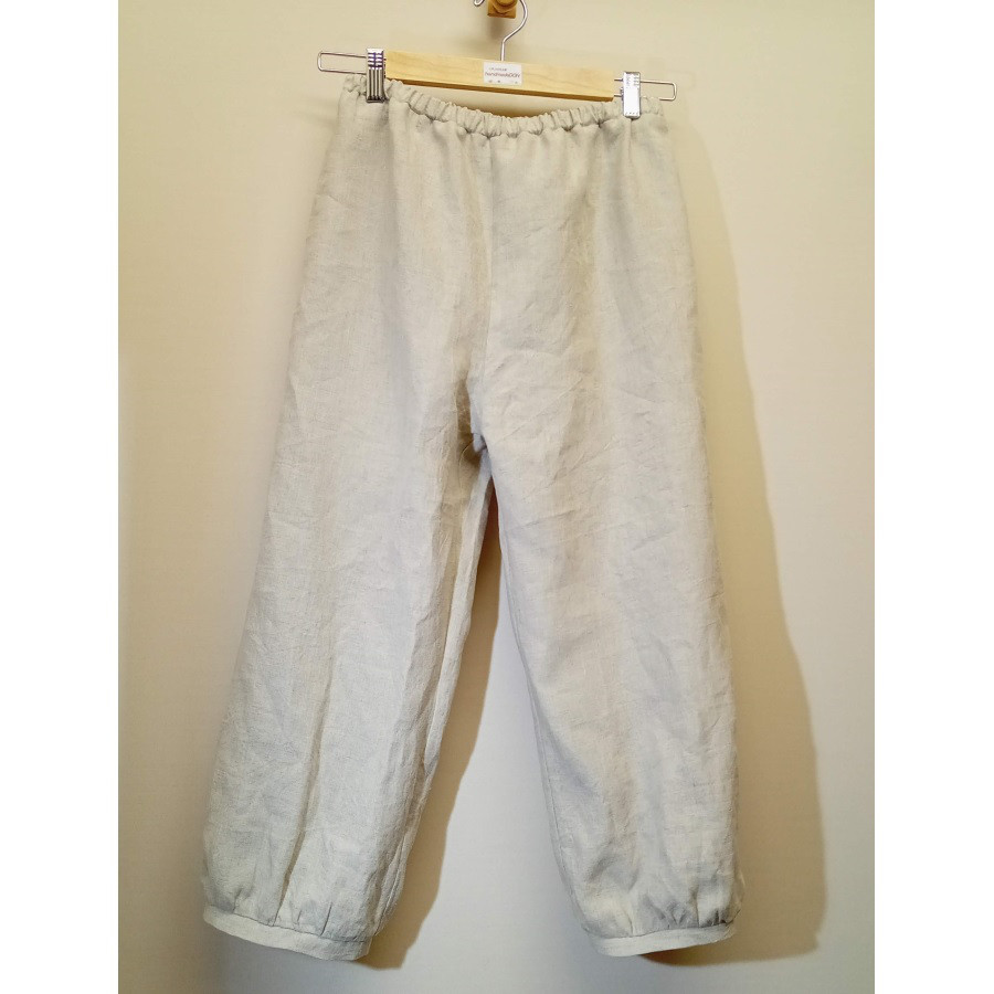 カラーリネン◆イージーパンツ◆生成り◆M・Ⅼ（中厚、リネン100％）