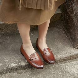 レディースシューズ　本革レザー　手作り　靴　ハンドメイド　天然ゴム 普段　サンダル　ブラウン色　SH127 4枚目の画像