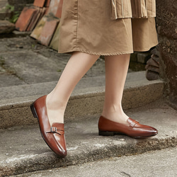 レディースシューズ　本革レザー　手作り　靴　ハンドメイド　天然ゴム 普段　サンダル　ブラウン色　SH127 5枚目の画像