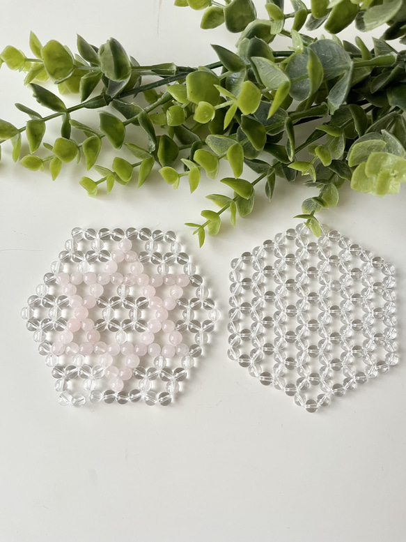 受注制作】キラキラ水晶のヘキサゴンマット☆水晶☆六芒星☆浄化