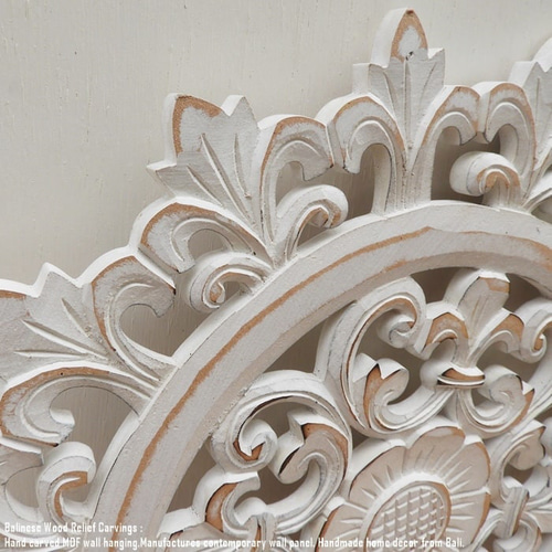 レリーフ 40cm 丸 WW アートパネル ウッドレリーフ 木彫り フレーム