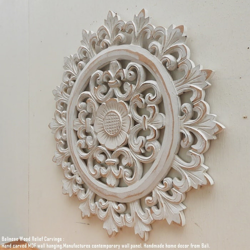 レリーフ 40cm 丸 WW アートパネル ウッドレリーフ 木彫り フレーム