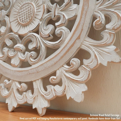 レリーフ 40cm 丸 WW アートパネル ウッドレリーフ 木彫り フレーム