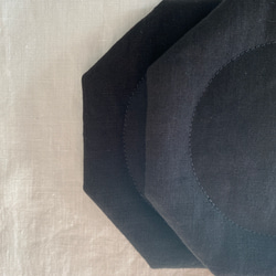 八角コースター　リネン　ブラック 2枚目の画像