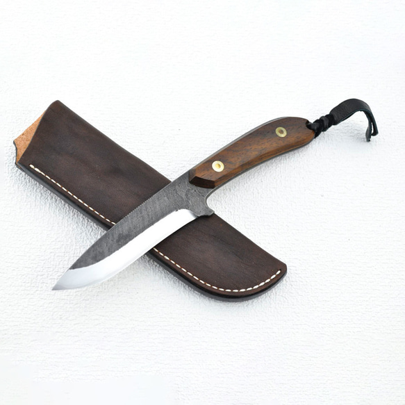 【預購】Tosa Tan Custom Hunter Skinner 鐵木紋牛皮套天然油石飾面（ironski-001） 第2張的照片