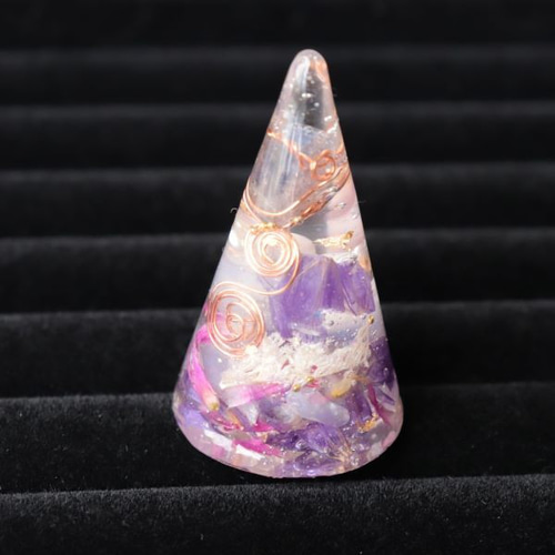 オルゴナイト 天然石 ドライフラワー アメジスト 水晶 アイオライト