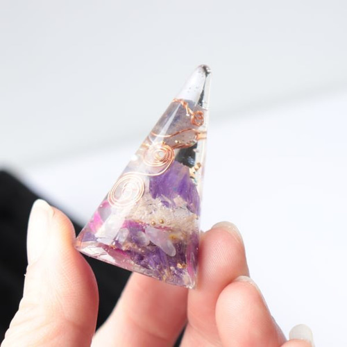 オルゴナイト 天然石 ドライフラワー アメジスト 水晶 アイオライト