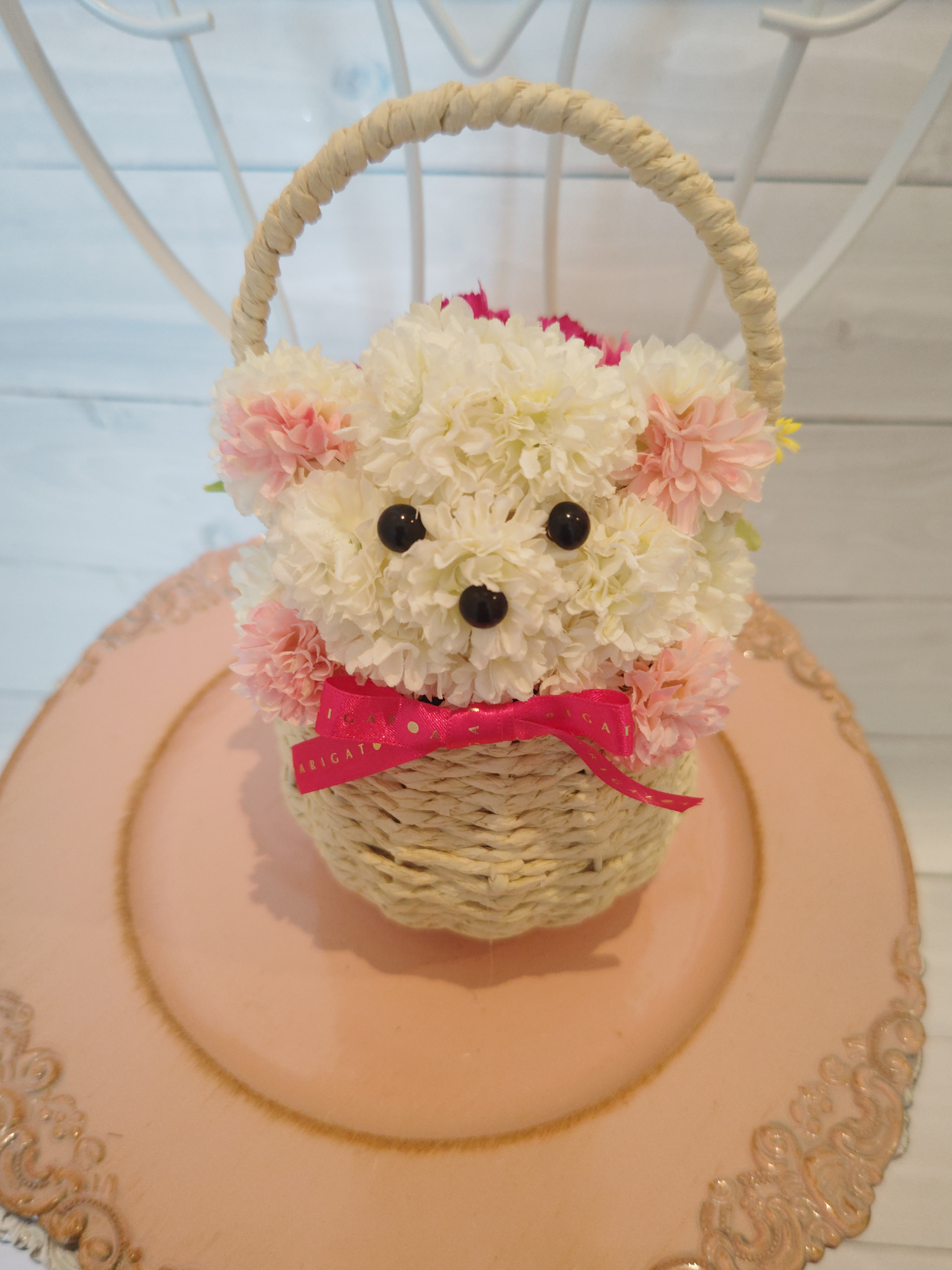 【受注制作】花かごと花テディベア