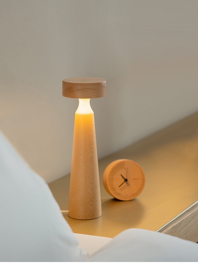 belaDESIGN ドイツ産天然木 ブナ 木製 間接照明 ベッドサイドランプ テーブルランプ 卓上ライト ナイトライト