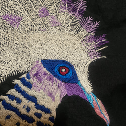 鳥モチーフ刺繍トートバッグ 2枚目の画像