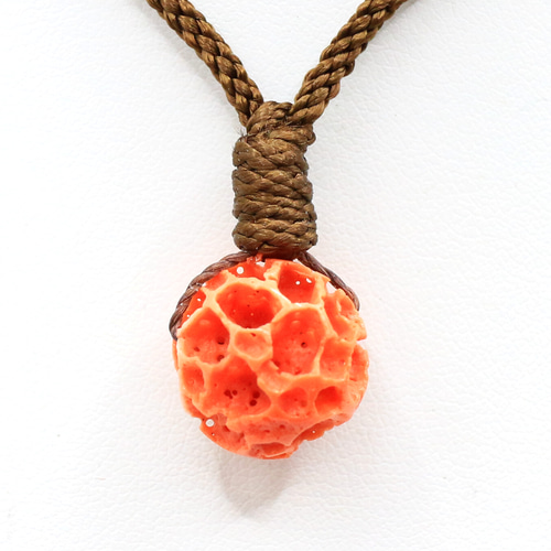 虫食い珊瑚 -コーラル- 15mm ビーズ トップ beads171 ネックレス 