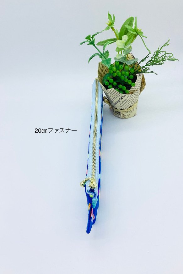 スリムペンケース☆ドロップ柄&ドット（ブルー） 3枚目の画像