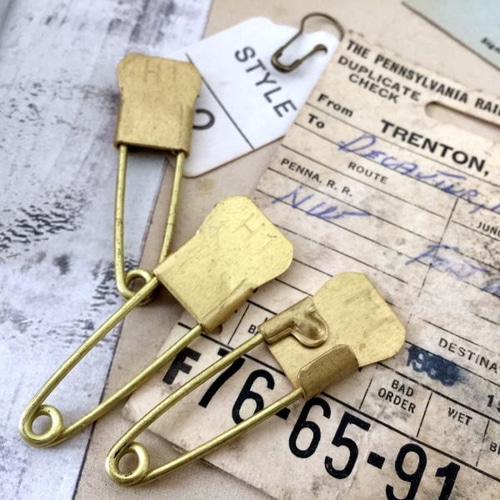 729・ランドリーピン 刻印H10個 ヴィンテージ 安全ピン 真鍮 アメリカ