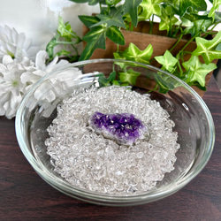 浄化セット ヒマラヤ水晶さざれ アメジスト クラスター 14cm 器付き
