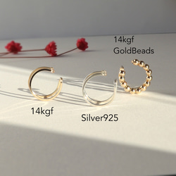 【14kgf or Silver925】*Simple! stylish! Double ring Earcuff 3枚目の画像