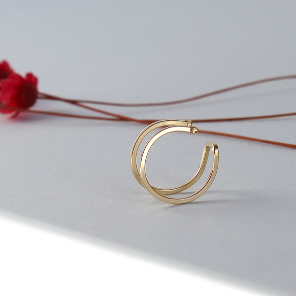 【14kgf or Silver925】*Simple! stylish! Double ring Earcuff 7枚目の画像