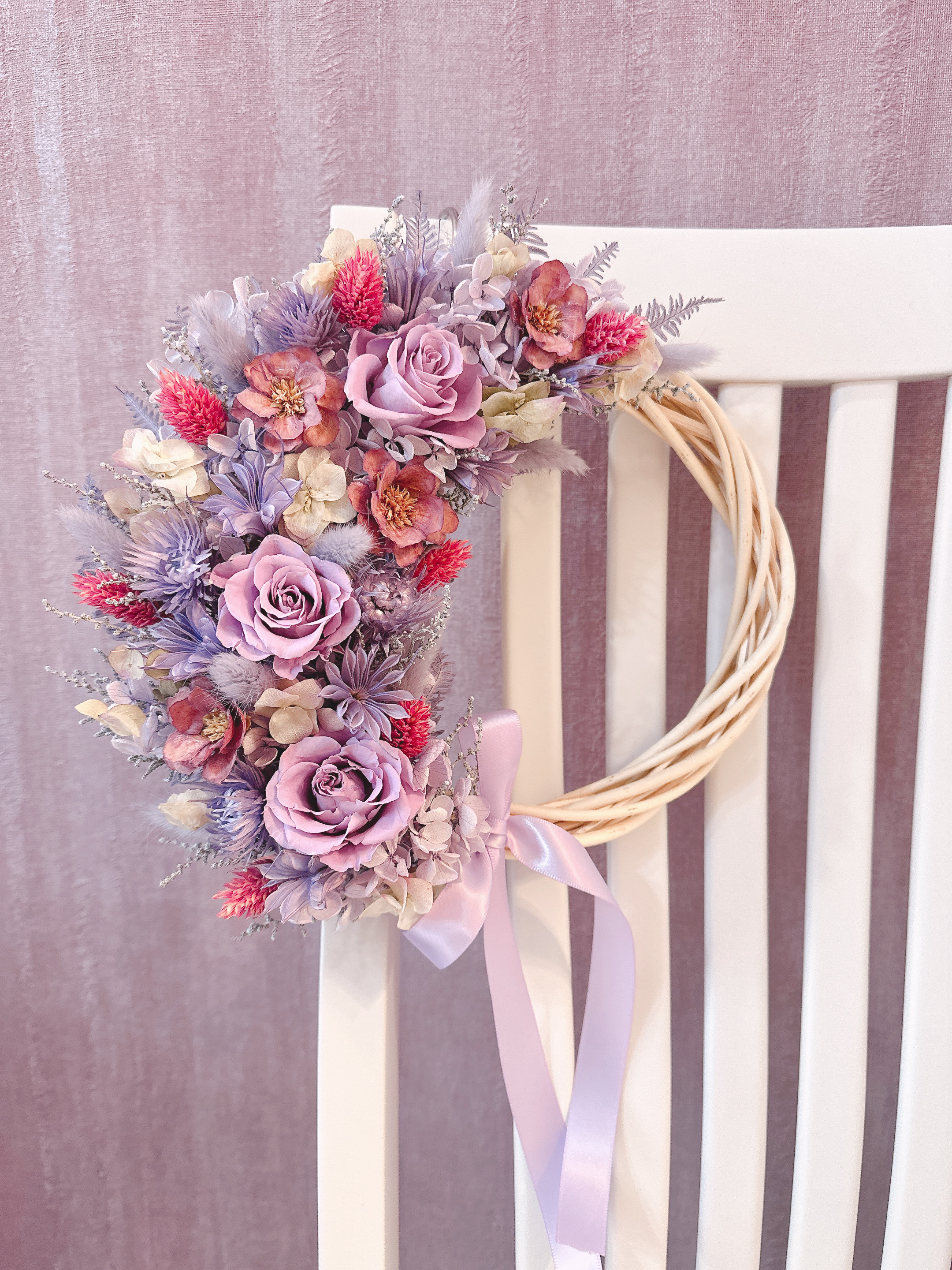 【1番人気】 清楚 上品 パープル ローズ ハーフリース ꕥ ウエディング 母の日 誕生日 還暦 古希 喜寿 祝 ギフト