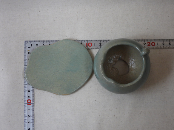 青ネコちゃん陶製植木鉢(雲皿付き) 15枚目の画像
