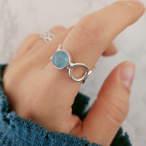 アクアマリン ラウンド8mm シルバーリング H-204S 指輪・リング