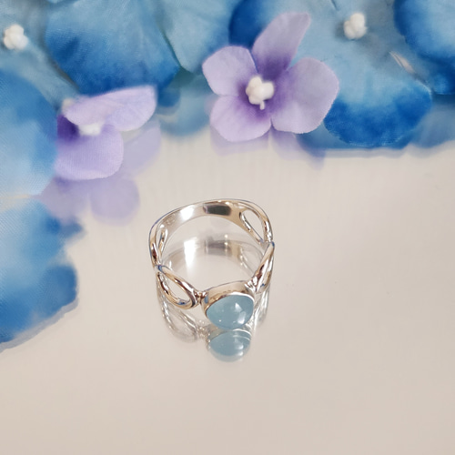 アクアマリン ラウンド8mm シルバーリング H-204S 指輪・リング