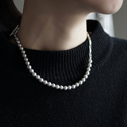 925 銀和貝殼珍珠手術不鏽鋼壁爐架項鍊 ~Fredrika 第9張的照片
