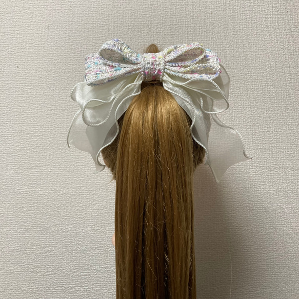 230201 大きなプリンセスリボンバレッタ 白系 バレッタ Ange au