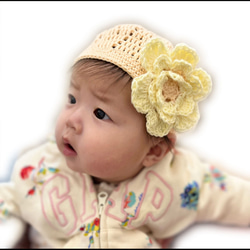 【S/M/Lサイズ、新生児〜12ヶ月】お花コサージュ付きコットン100％ベビー帽子 7枚目の画像