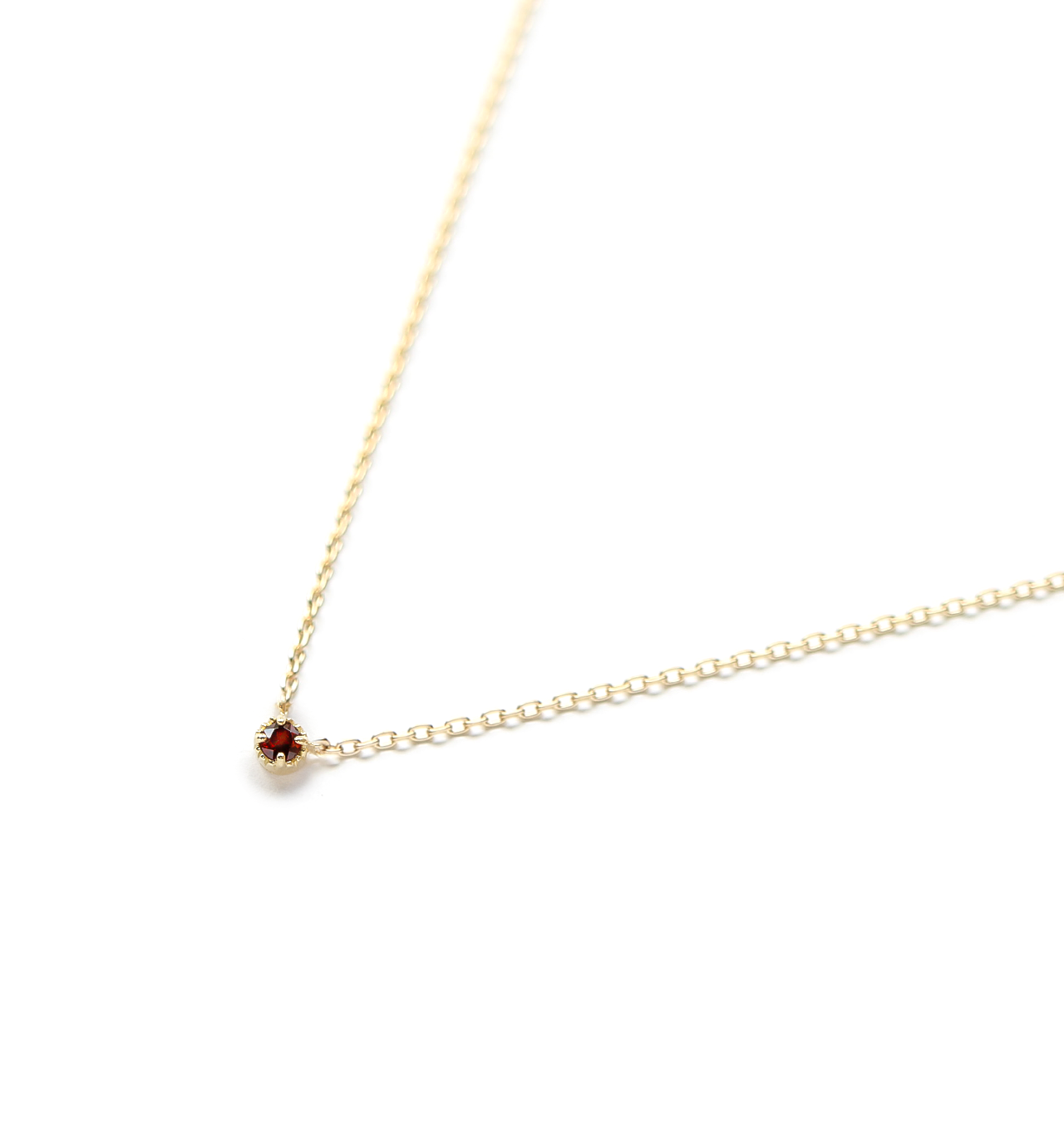 1月誕生石 K10 ガーネットの一粒ネックレス ~Petela~ (K18 変更可能)
