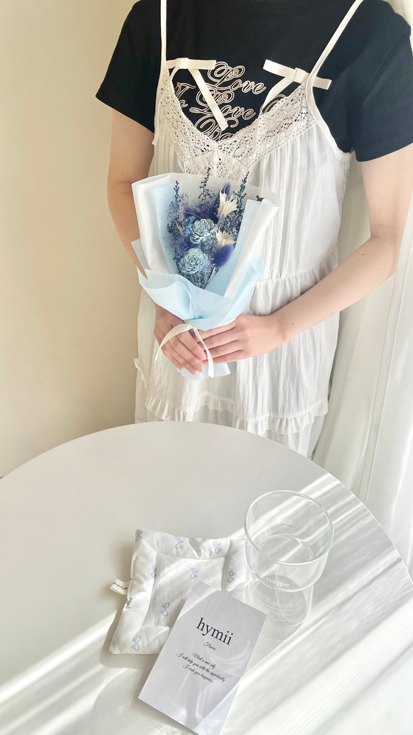 【選べる全６色ブーケ】【名入れラベル】韓国ブーケ　ミニブーケ　カラフルブーケ　ドライフラワーブーケ　推し 2枚目の画像