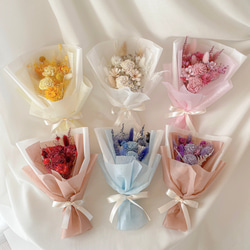 【選べる全６色ブーケ】【名入れラベル】韓国ブーケ　ミニブーケ　カラフルブーケ　ドライフラワーブーケ　推し 1枚目の画像