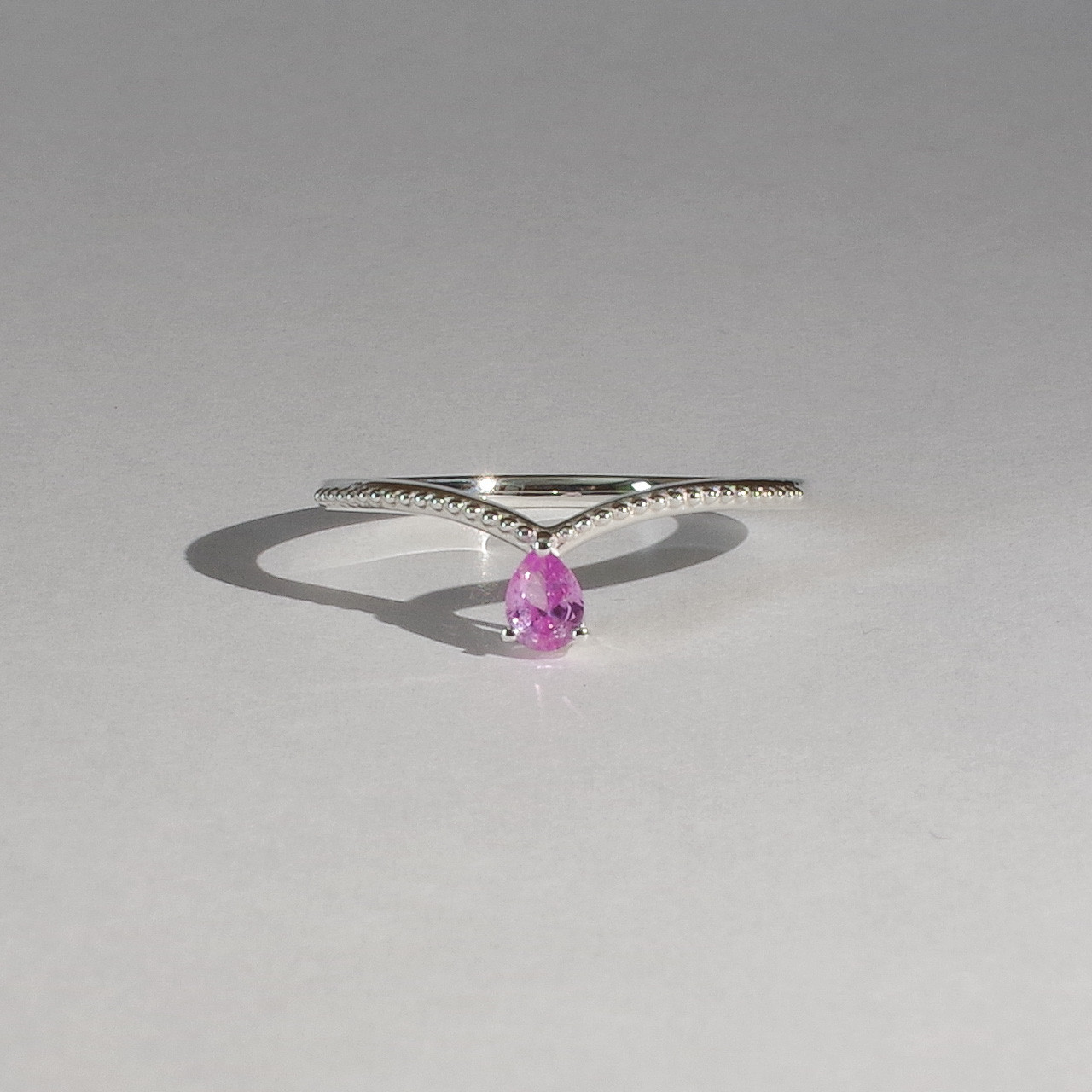 ペアシェイプカットミルリング【選べるカラーストーン】