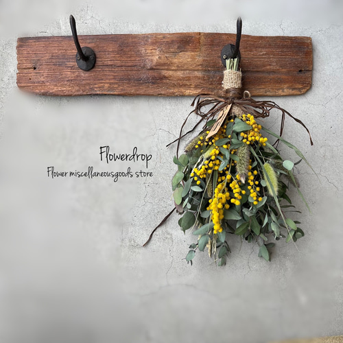 スワッグ(ミモザの木) / ドライフラワー　スワッグ　壁掛け　ミモザ　ユーカリ ミモザとユーカリのスワッグ ドライフラワー 横長スワッグ