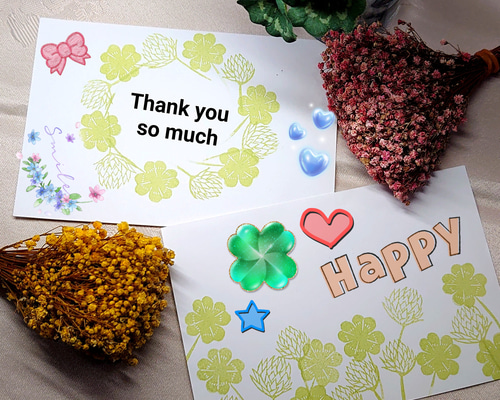 消しゴムはんこ「クローバー・シロツメクサ」3個 はんこ