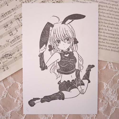 ぴょんぴょん♡ガーリーキュートなバニーの女の子の消しゴムはんこ