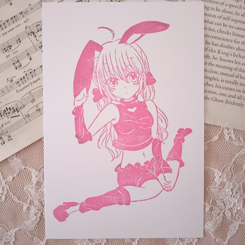 ぴょんぴょん♡ガーリーキュートなバニーの女の子の消しゴムはんこ