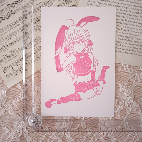 消しゴムはんこオーダー♡ぴょんぴょんぴょんさま ぴょんぴょん♡ガーリーキュートなバニーの女の子の消しゴムはんこ