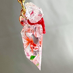 春祭りの金魚袋　根付　ストラップ　ソメイヨシノ 7枚目の画像