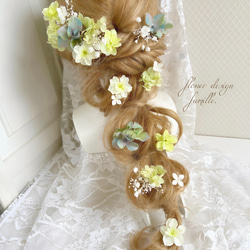 花ひらく日 ✧ くすみグリーン × ライトグリーン × ホワイト 髪飾り