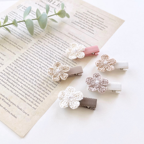 レース編み＊シンプルなお花のヘアクリップ 赤ちゃん ベビー