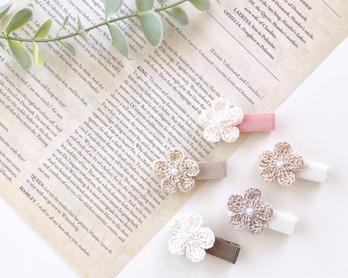Newベビーヘアクリップ ハンドメイド 刺繍レースお花 ヘアピン