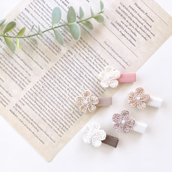 レース編み＊シンプルなお花のヘアクリップ 赤ちゃん ベビー キッズ