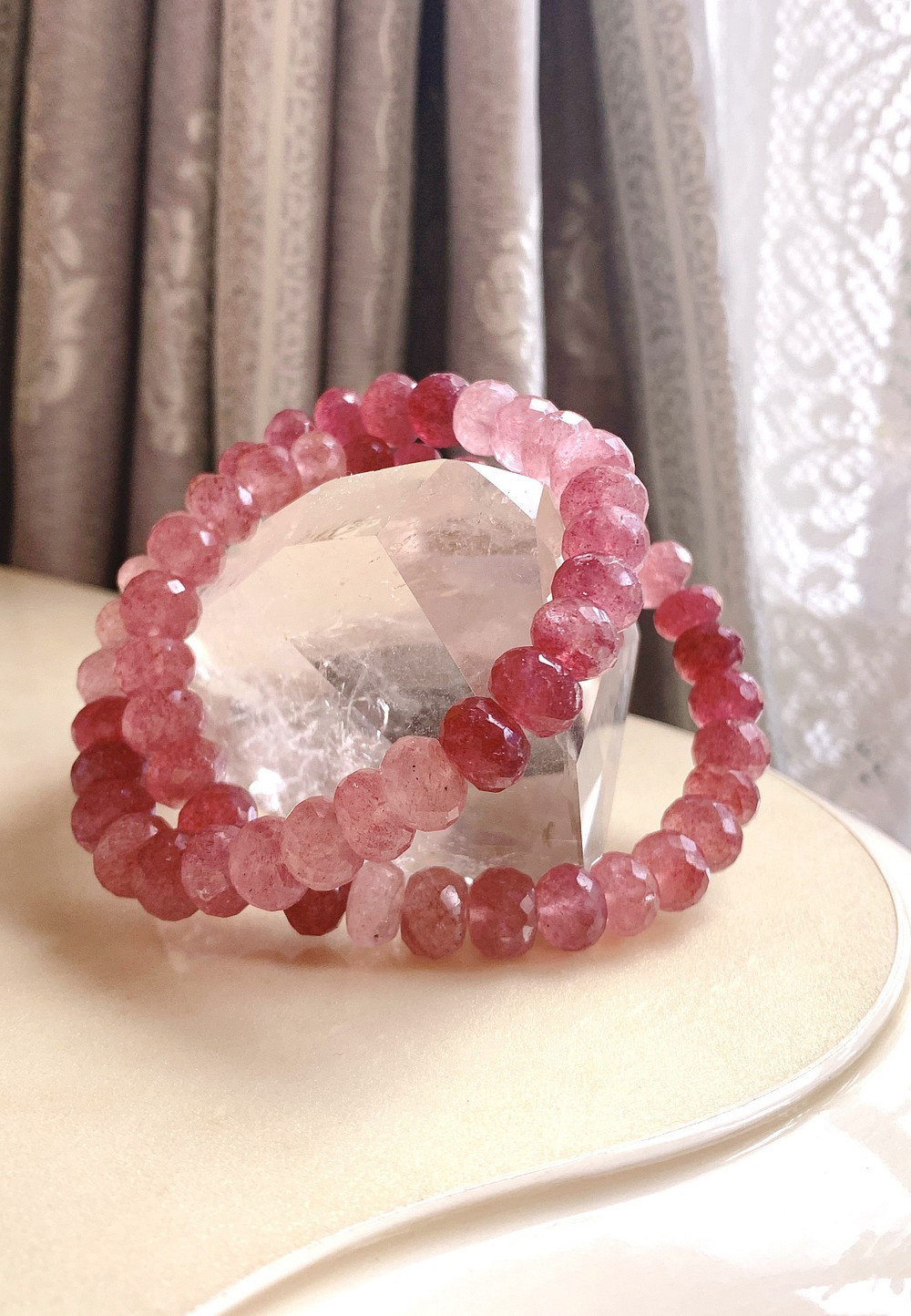 天然石 ピンクエピドートのハッピーブレスレット