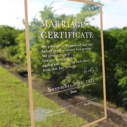 【特集掲載！】結婚証明書　シンプル　アクリル結婚証明書　人前式（ 教会式やお名前入りに変更可 ) 5枚目の画像